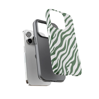 Stylish Sage Zebra Print Phone Case