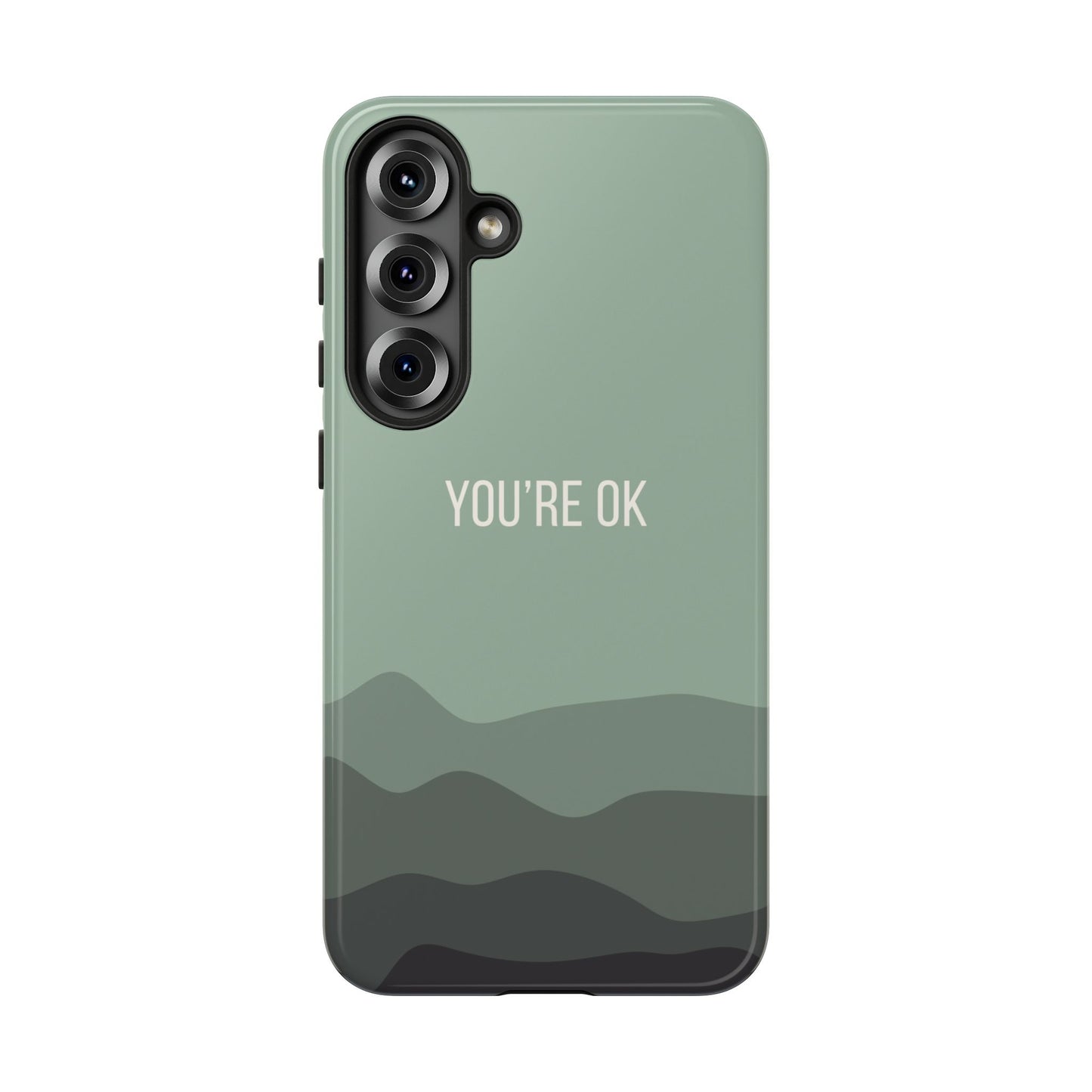 Samsung Galaxy S25 Plus / Glossy Phone Case - Minimalist Green Waves ’You’re OK’ Statement Phone Case