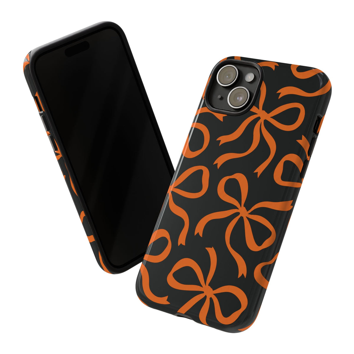 Bold Black and Burnt Orange Bow Pattern Phone Case