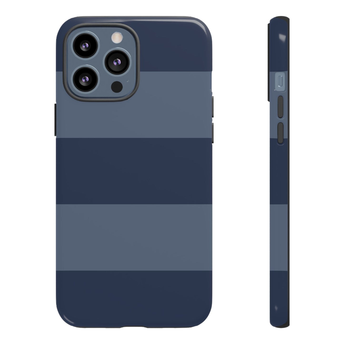 Dark Blue Horizontal Stripe Pattern Phone Case - Blue Phone Case - iPhone 13 Pro Max / Glossy