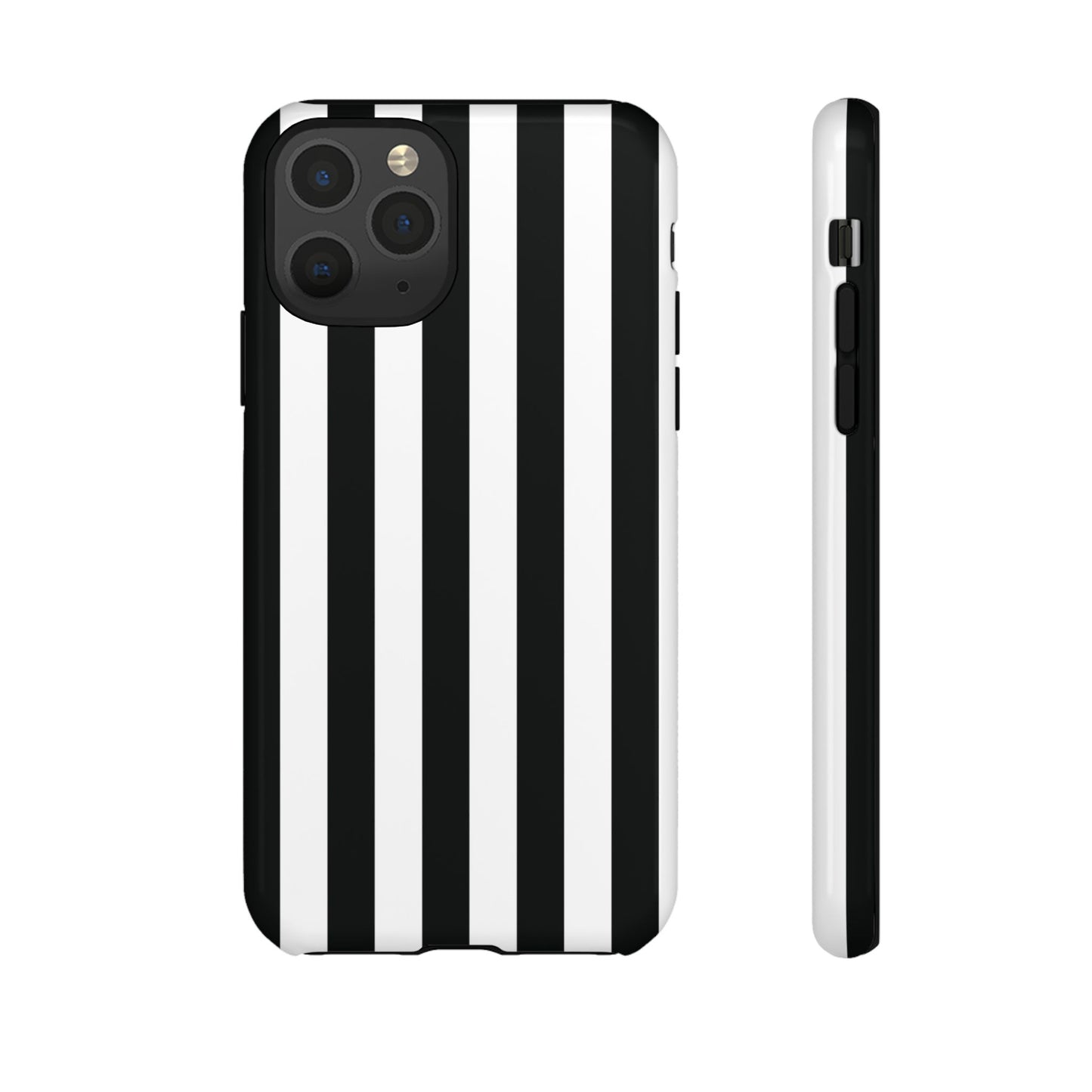 iPhone 11 Pro / Glossy Phone Case - Simple Black & White Stripe Pattern Phone Case