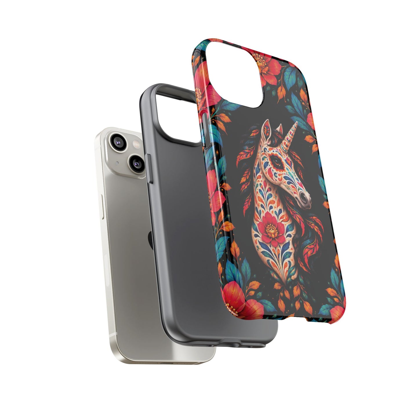 Elegant Pink and Turquoise Calavera Unicorn Phone Case - Phone Case