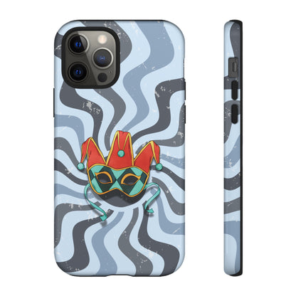 iPhone 12 Pro / Glossy Phone Case - Venetian Jester Mask – Blue Retro Soft Revival Phone Case