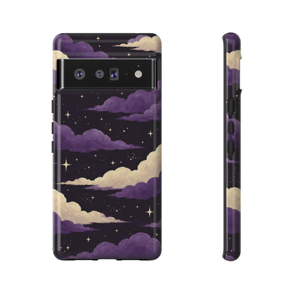 Illustrated Purple Clouds & Stars Phone Case