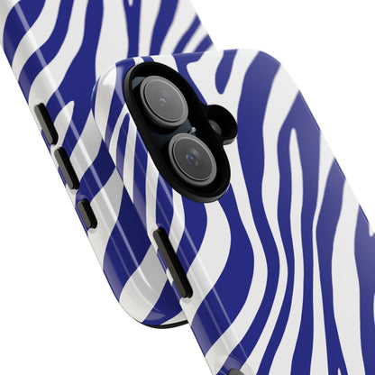 Modern Electric Blue Zebra Print Phone Case