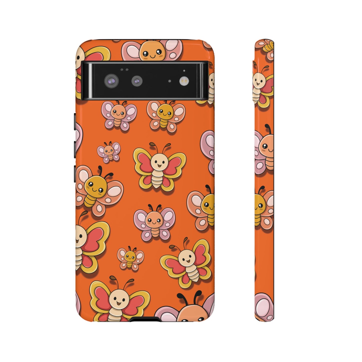 Google Pixel 6 / Glossy Phone Case - Orange Butterfly Sticker Design Phone Case