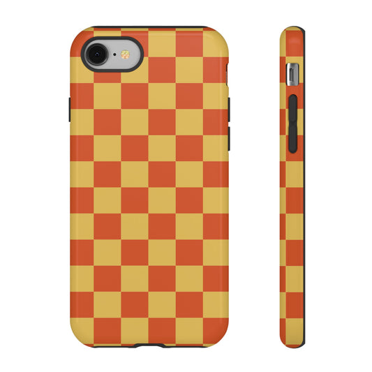 iPhone 8 / Glossy Phone Case - ’Orange & Yellow Checkered Pattern’ Phone Case