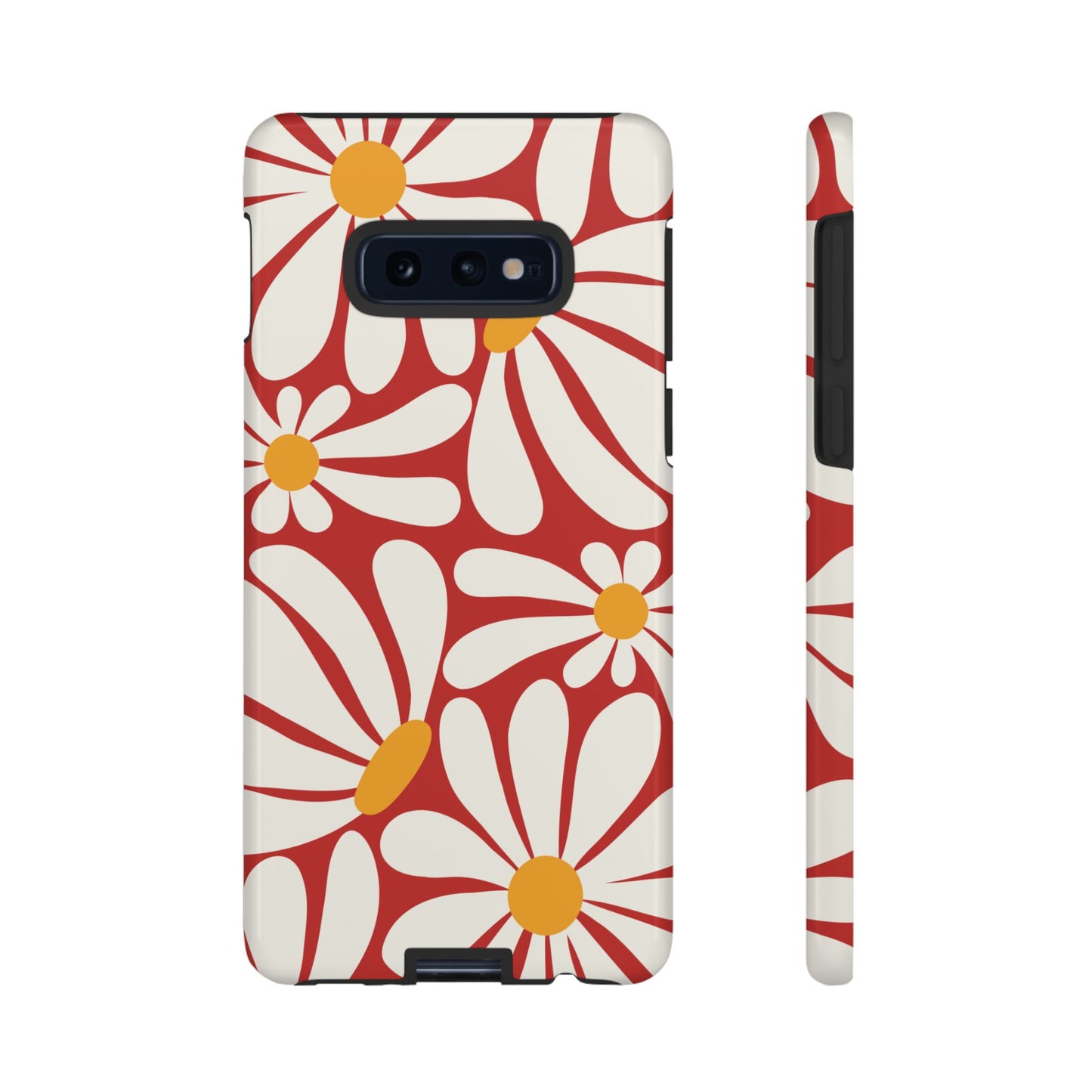 Retro Red Daisy Pattern Phone Case - Red Phone Case