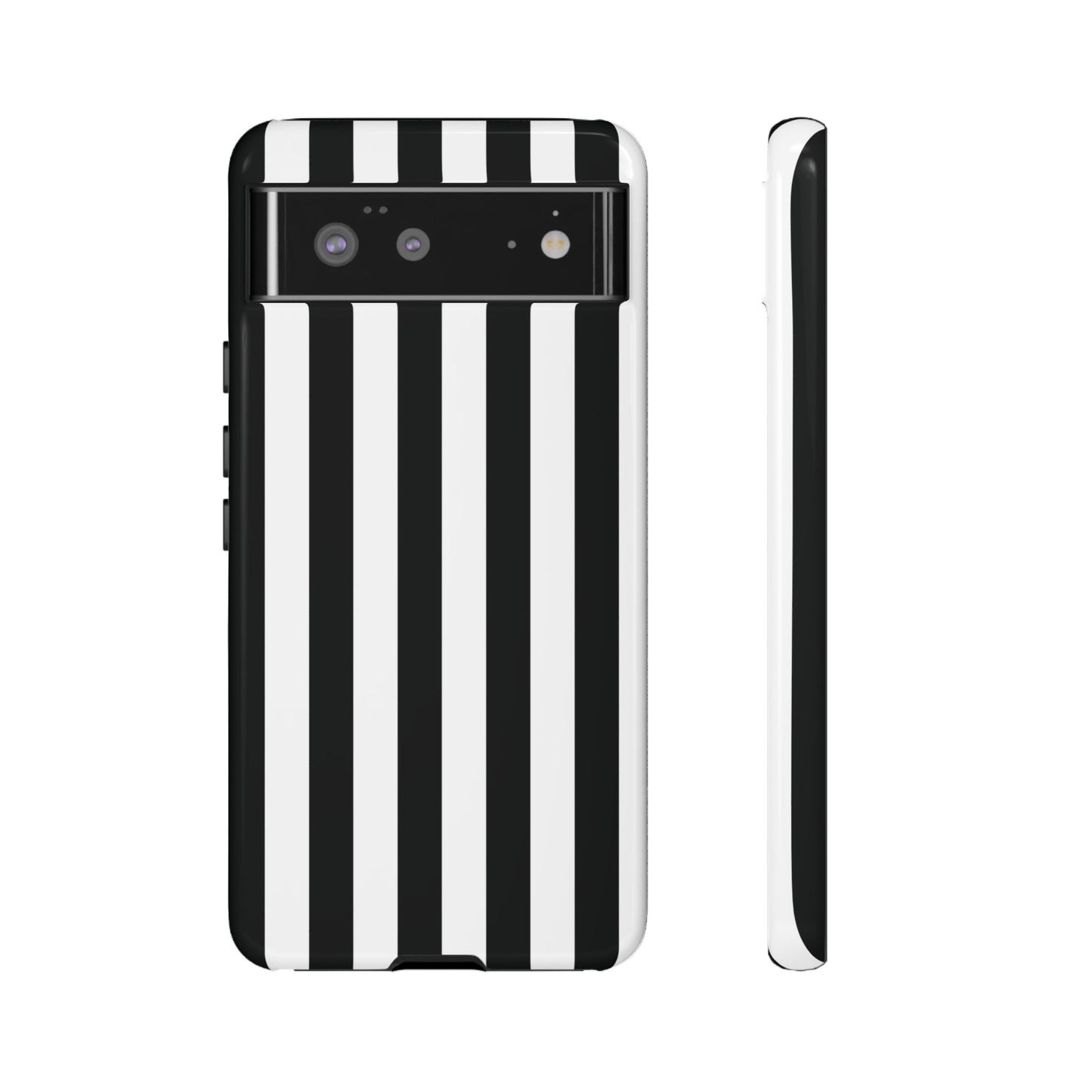 Google Pixel 6 / Glossy Phone Case - Simple Black & White Stripe Pattern Phone Case