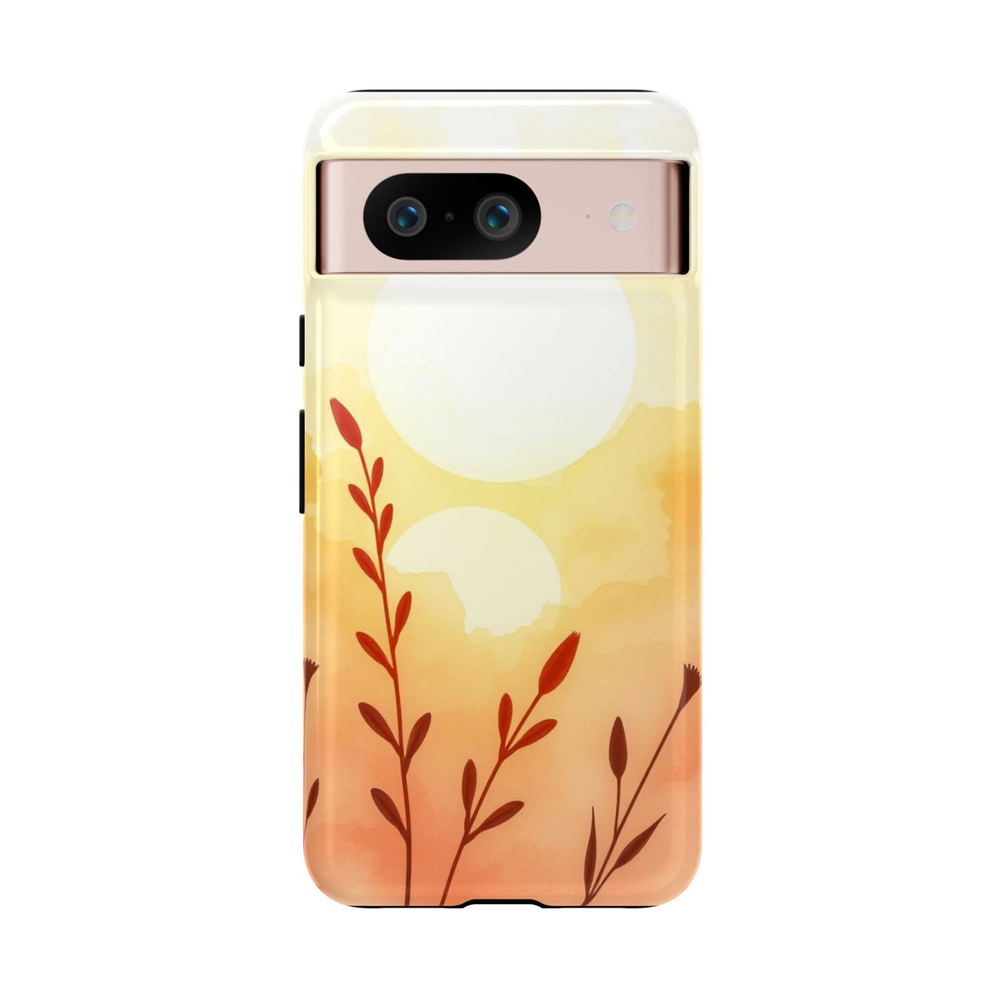 Google Pixel 8 / Glossy Phone Case - Watercolour Wildflower & Sun Design Phone Case