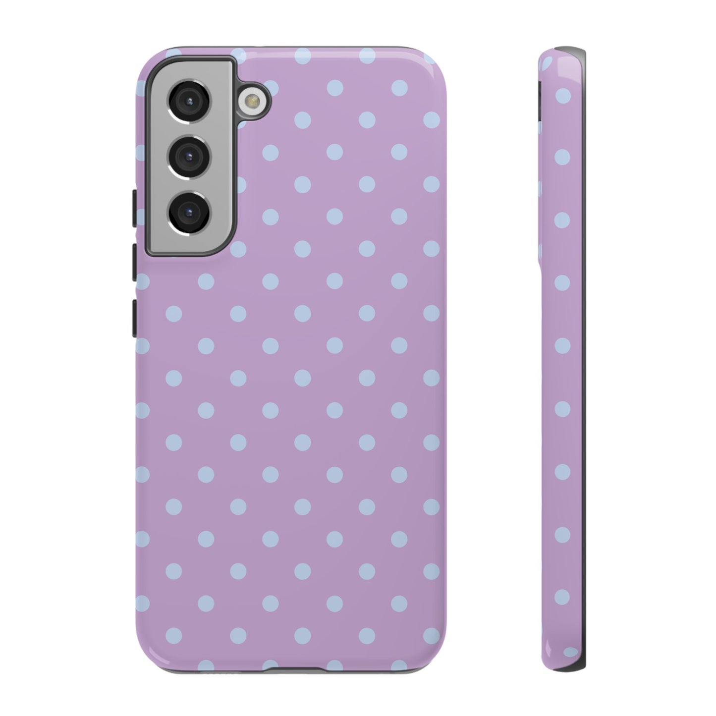 Samsung Galaxy S22 Plus / Glossy Phone Case - Trendy Lilac & Ice Blue Dot Pattern Phone Case