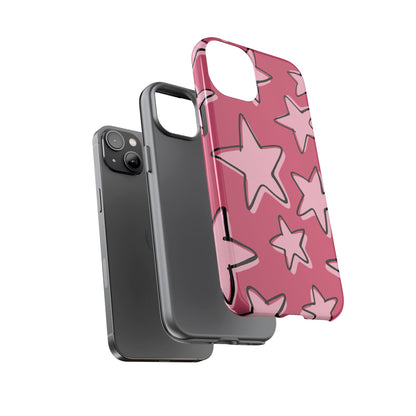 Raspberry Pink Doodle Star Phone Case