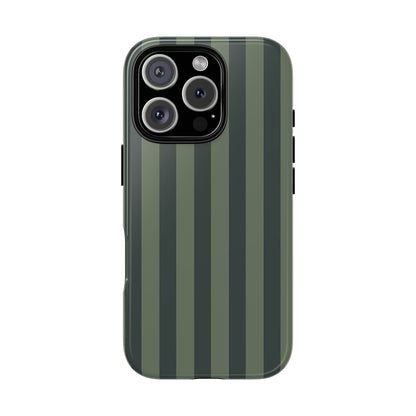 iPhone 16 Pro / Glossy Phone Case - ’Dark Green Stripe Pattern’ Phone Case