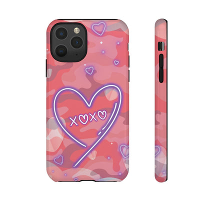 Love Heart Neon Camo Phone Case - Pink Phone Case - iPhone 11 Pro / Glossy