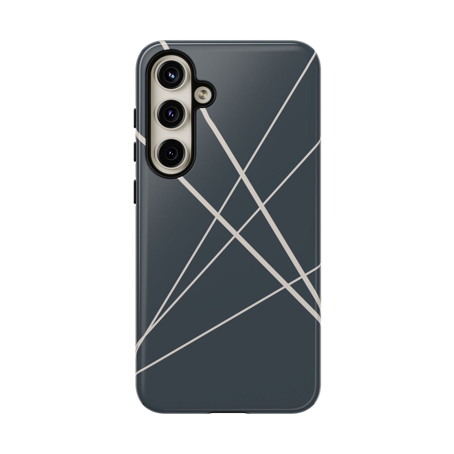 Samsung Galaxy S24 Plus / Glossy Phone Case - Abstract Blue with Beige Lines Phone Case