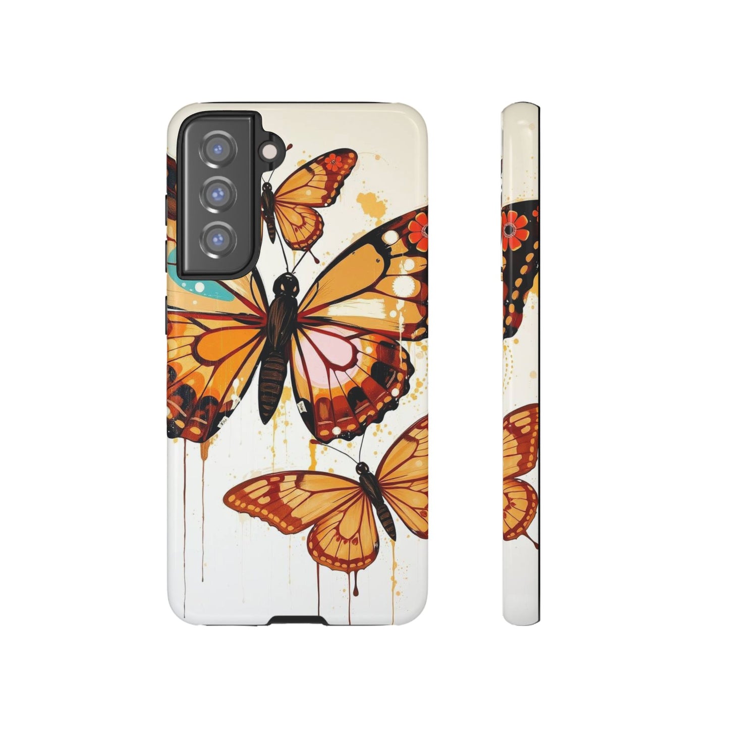 Samsung Galaxy S21 FE / Glossy Phone Case - Abstract Butterflies Design Phone Case