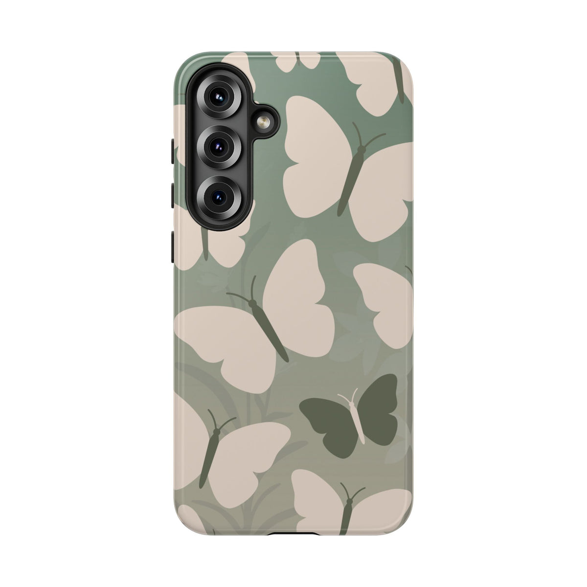 Minimalist Light Green Butterfly Pattern Phone Case - Green Phone Case - Samsung Galaxy S25 Plus / Glossy