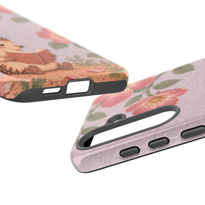 Whimsical Lilac Hedgehog and Wild Rose Phone Case - Purple Phone Case