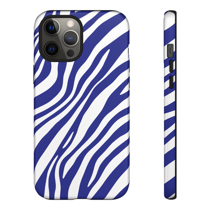Modern Electric Blue Zebra Print Phone Case