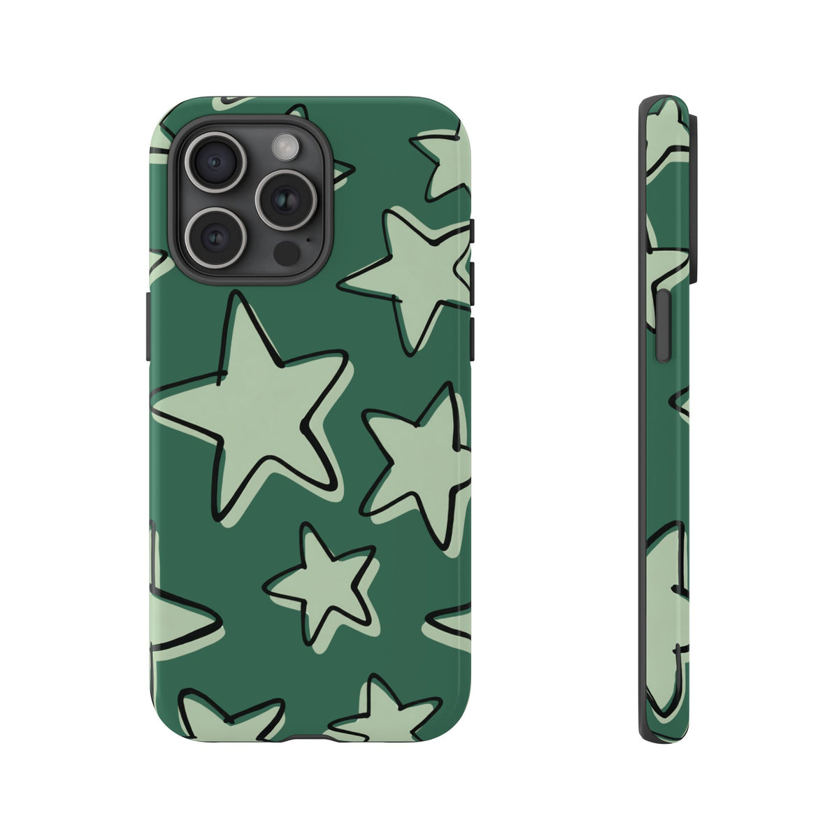 Forest Green Doodle Star Phone Case