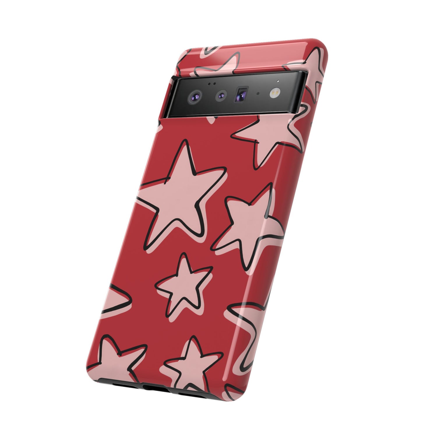 Cherry Red Doodle Star Phone Case