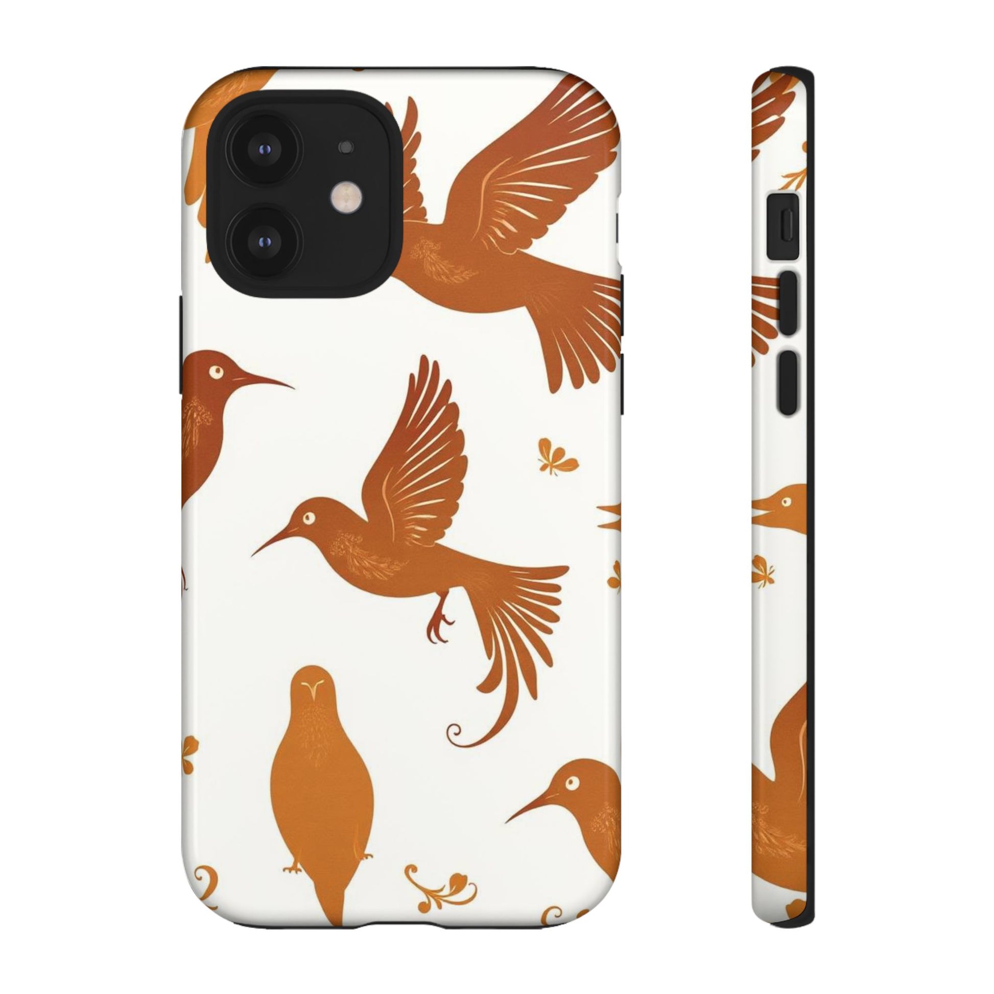 Abstract Bird Pattern Phone Case - White Phone Case - iPhone 12 / Glossy