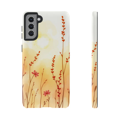 Samsung Galaxy S21 Plus / Glossy Phone Case - Boho Chic Watercolour Wildflower Dusk Pattern Phone Case
