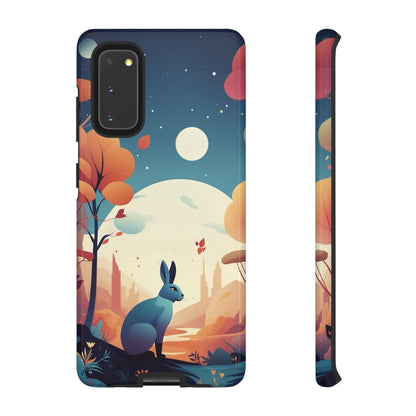 Samsung Galaxy S20 / Glossy Phone Case - Stylised Blue Hare Design Phone Case