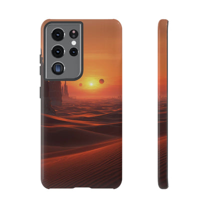Twin Suns Desert World Sci-fi Phone Case - Orange Phone Case - Samsung Galaxy S21 Ultra / Glossy