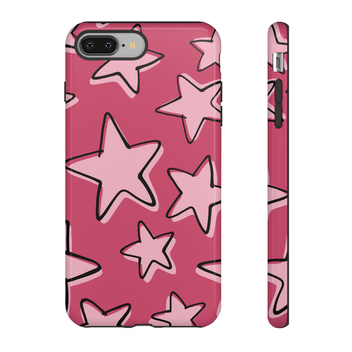 Raspberry Pink Doodle Star Phone Case