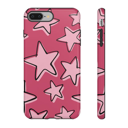 Raspberry Pink Doodle Star Phone Case