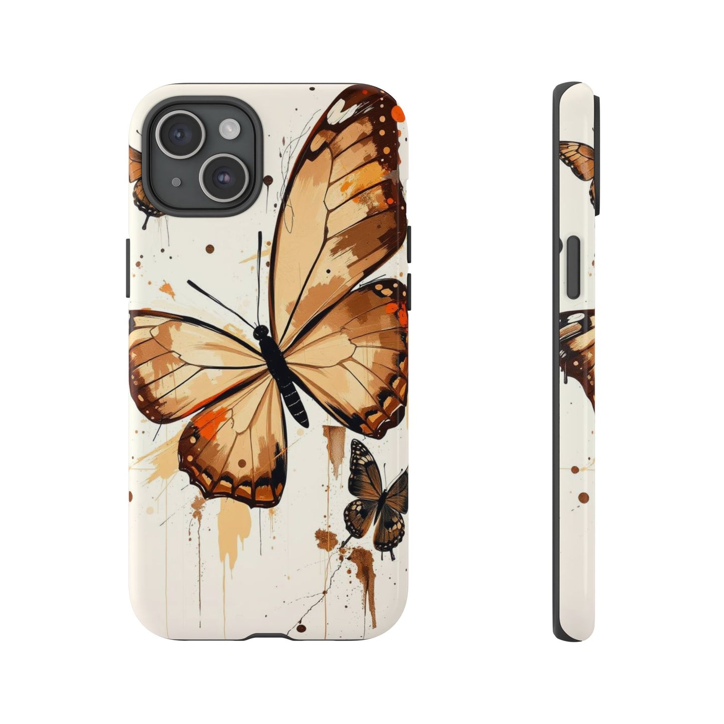 iPhone 15 Plus / Glossy Phone Case - Acrylic Style Butterflies Design Phone Case
