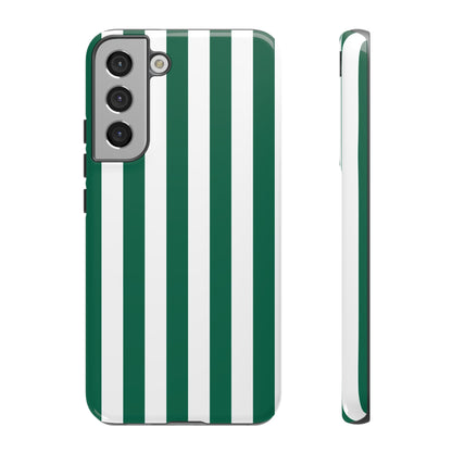 Samsung Galaxy S22 Plus / Glossy Phone Case - Simple Green & White Stripe Pattern Phone Case