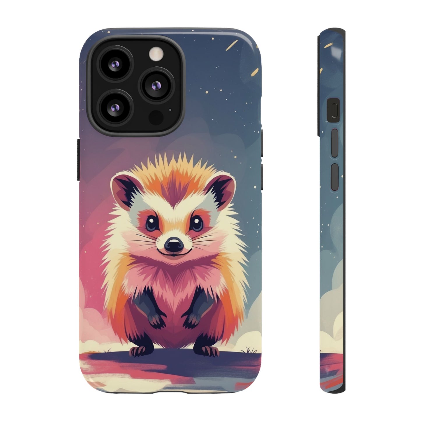 iPhone 13 Pro / Glossy Phone Case - Stylised Hedgehog Design Phone Case