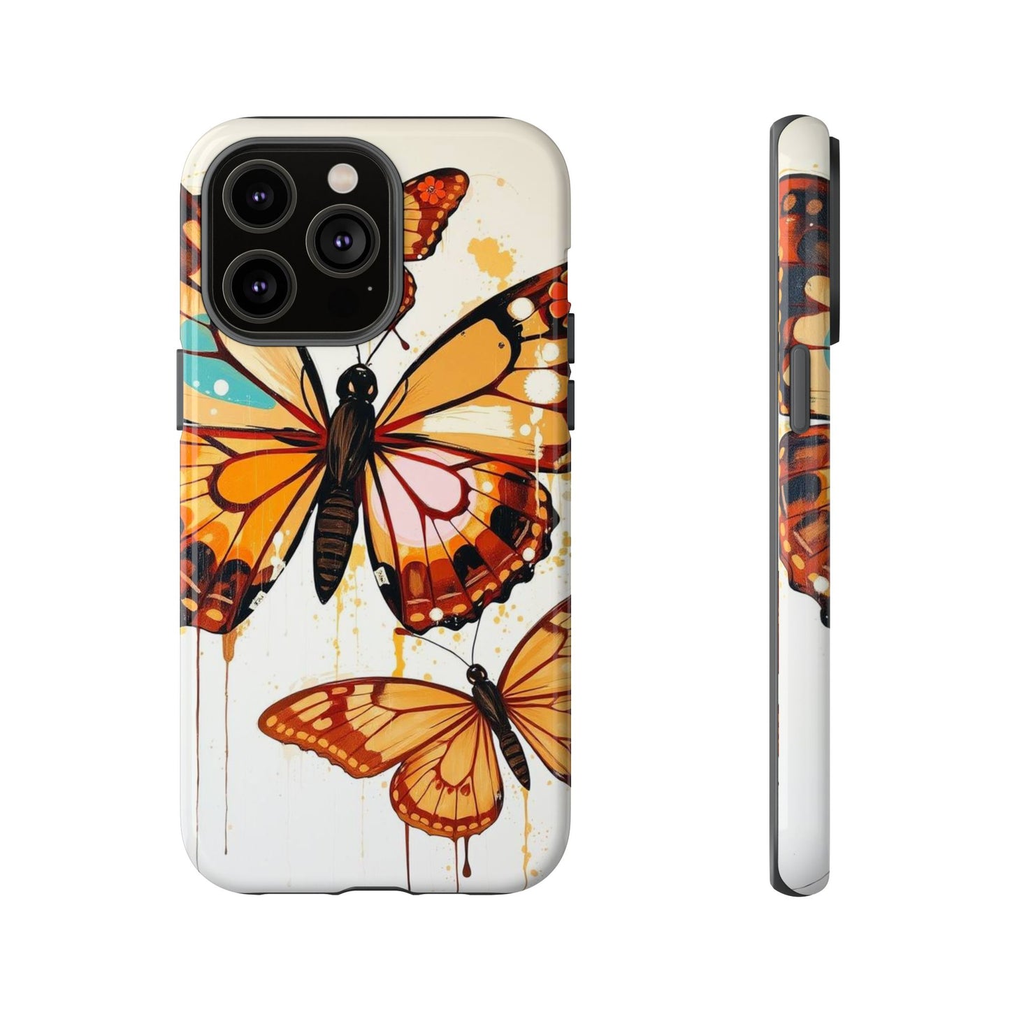 iPhone 14 Pro Max / Glossy Phone Case - Abstract Butterflies Design Phone Case