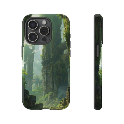 iPhone 15 Pro / Glossy Phone Case - Overgrown Future Ruins Sci-fi Phone Case