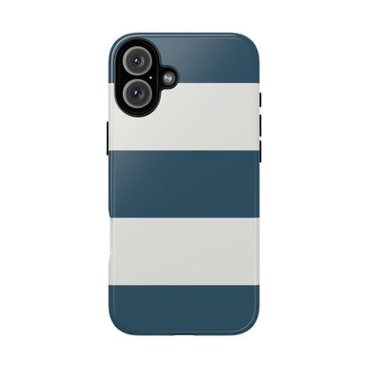 Blue & White Horizontal Stripe Pattern Phone Case - Blue Phone Case - iPhone 16 Plus / Glossy