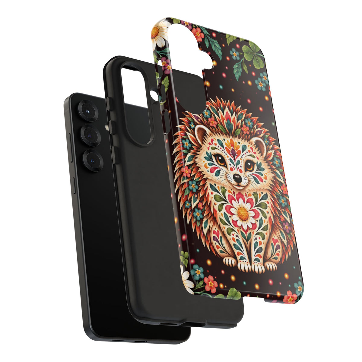 Vibrant Terracotta and Teal Calavera Hedgehog Phone Case - Multicolor Phone Case