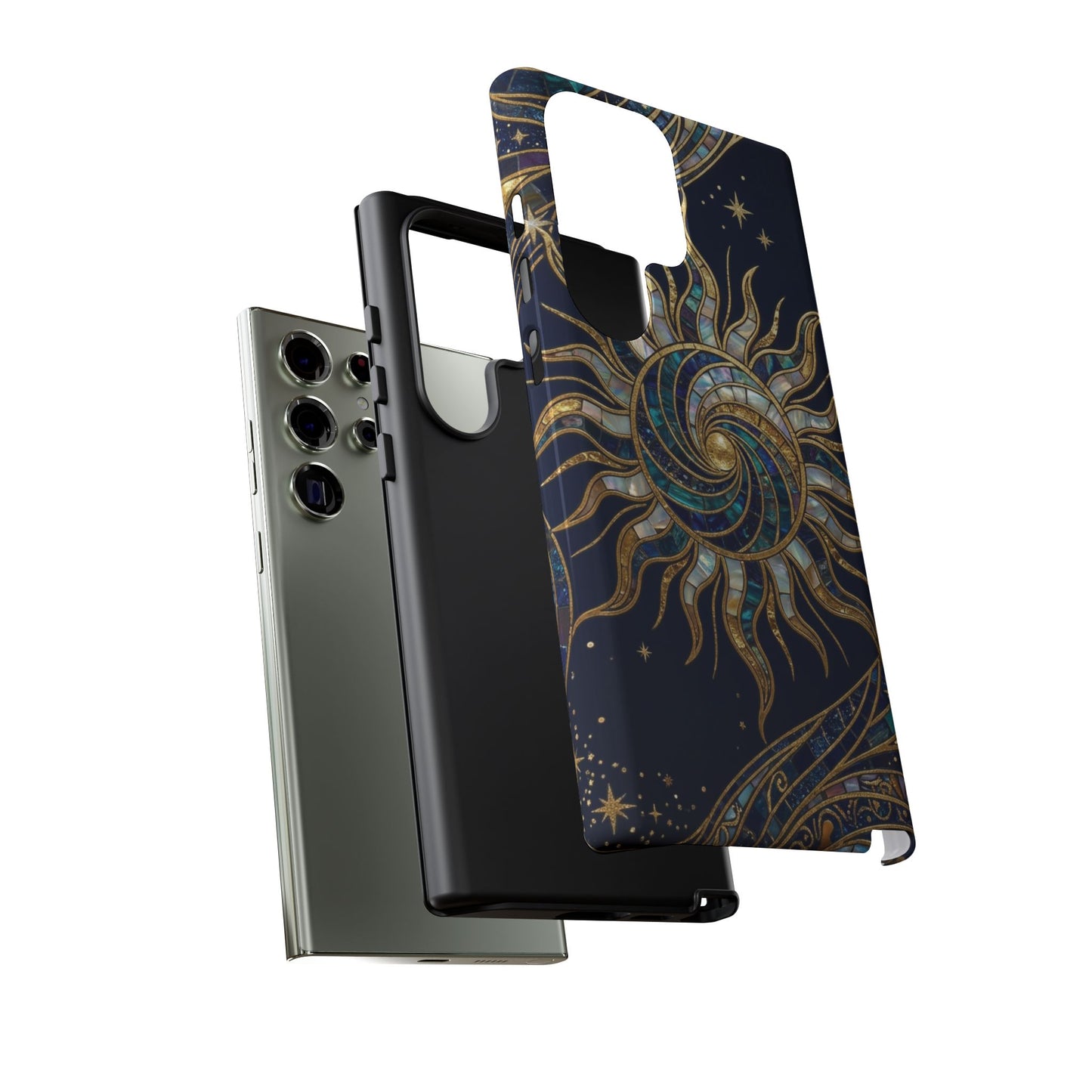 Elegant Navy & Gold Solar Spiral Phone Case