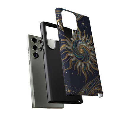Elegant Navy & Gold Solar Spiral Phone Case