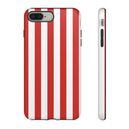 iPhone 8 Plus / Glossy Phone Case - Simple Dark Orange & White Stripe Pattern Phone Case