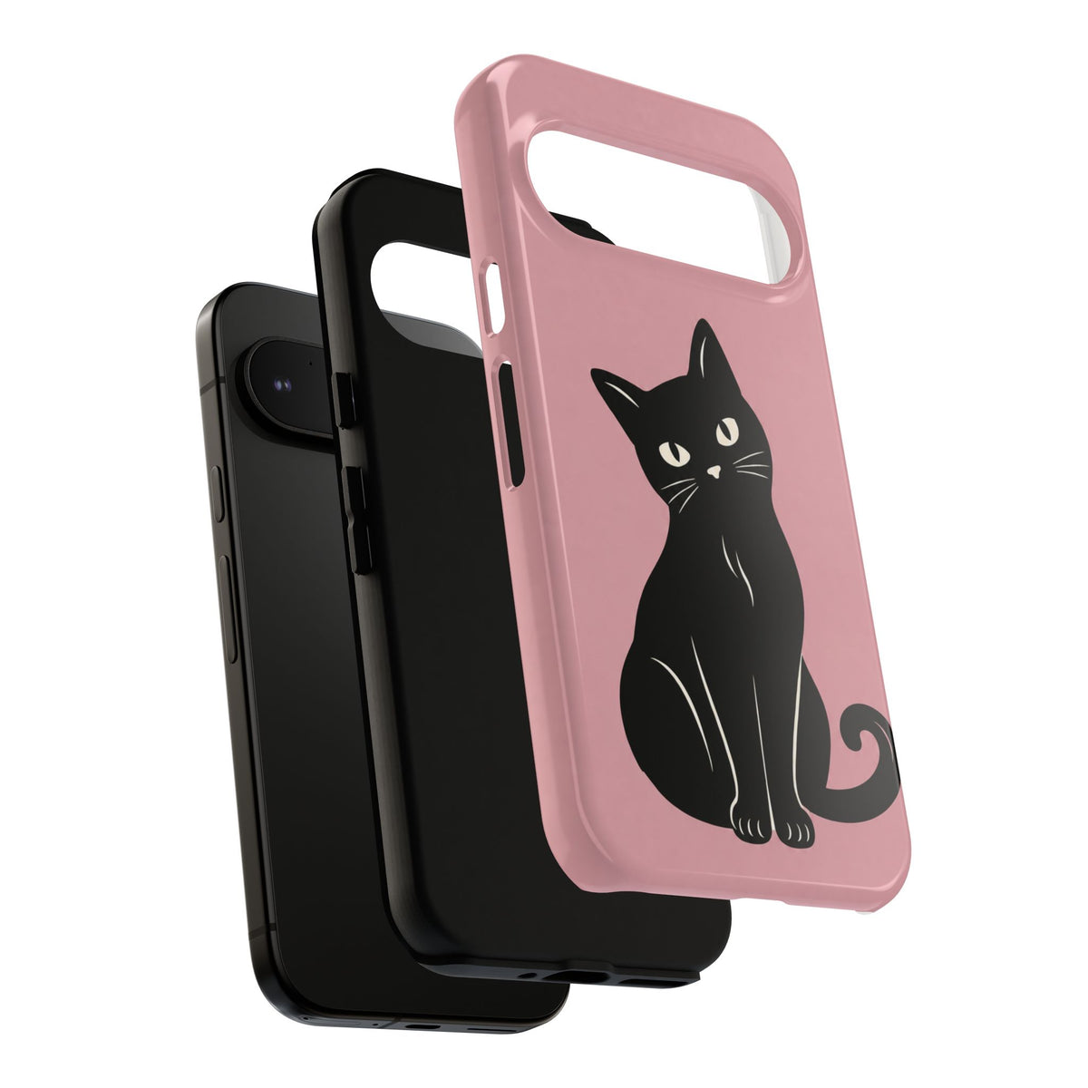 Minimalist Blush Pink & Black Cat Phone Case