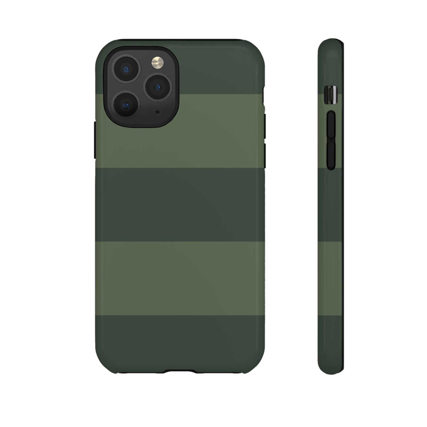 iPhone 11 Pro / Glossy Phone Case - Green Horizontal Stripe Pattern Phone Case