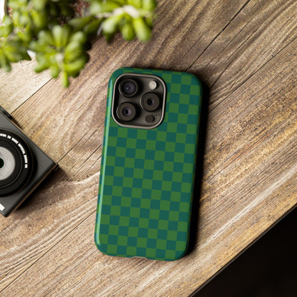 Bold Green Small Checked Pattern Phone Case - Green Phone Case