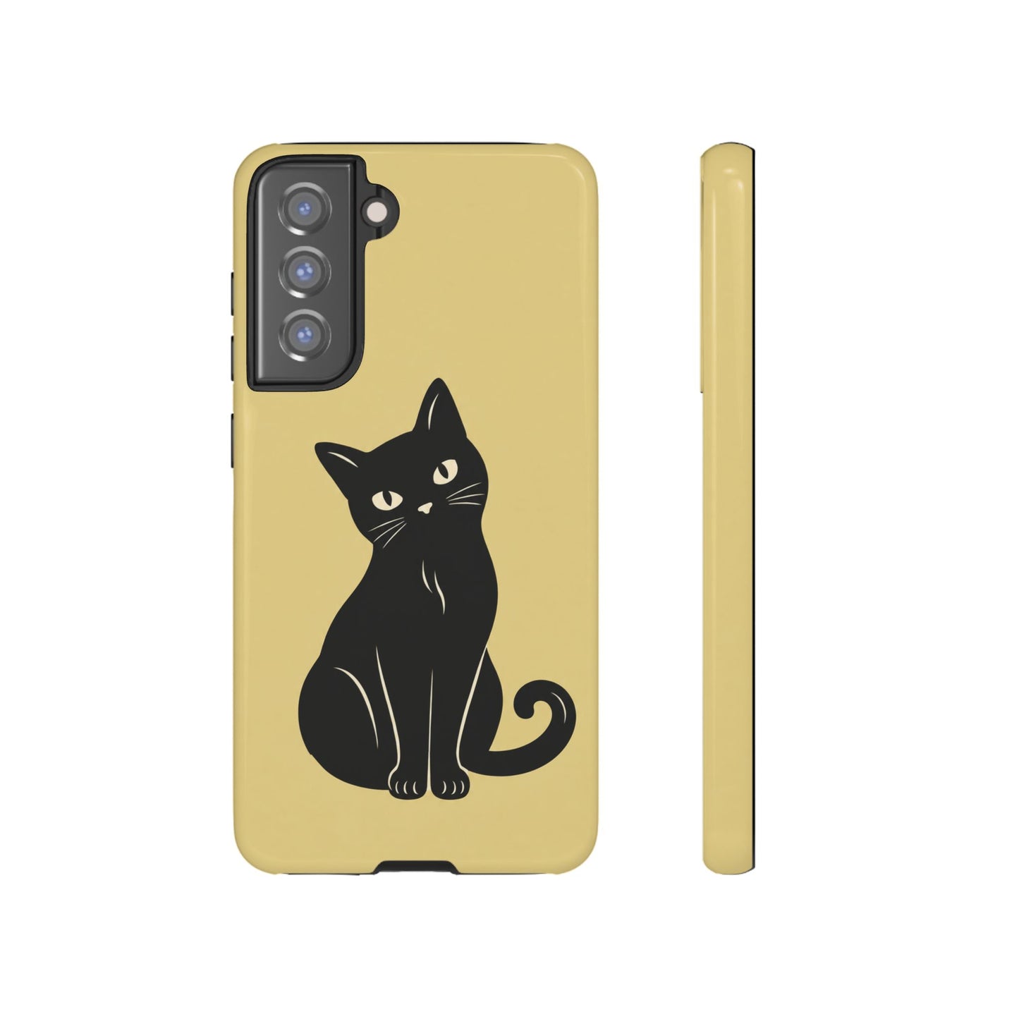 Minimalist Butter Yellow & Black Cat Phone Case