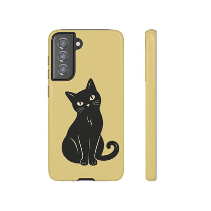 Minimalist Butter Yellow & Black Cat Phone Case