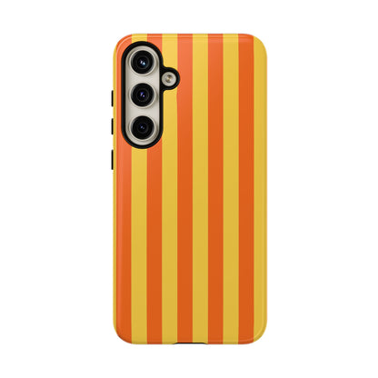 Samsung Galaxy S24 Plus / Glossy Phone Case - Trendy Orange & Yellow Stripe Pattern Phone Case