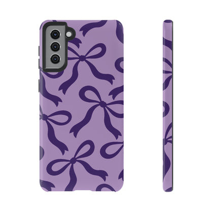 Bold Lilac and Deep Purple Bow Pattern Phone Case - Purple Phone Case - Samsung Galaxy S21 Plus / Glossy