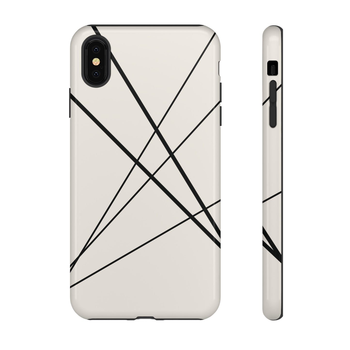 iPhone XS MAX / Glossy Phone Case - Abstract White with Black Lines Phone Case