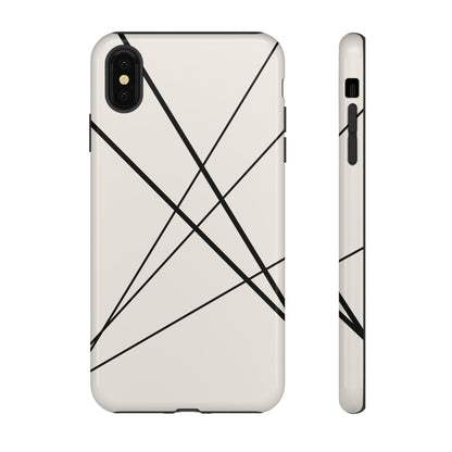 iPhone XS MAX / Glossy Phone Case - Abstract White with Black Lines Phone Case